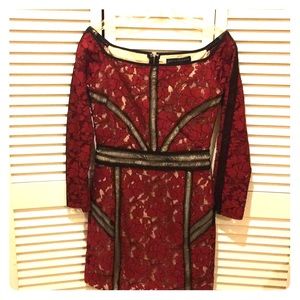 Red & Black Lace Flower Dress